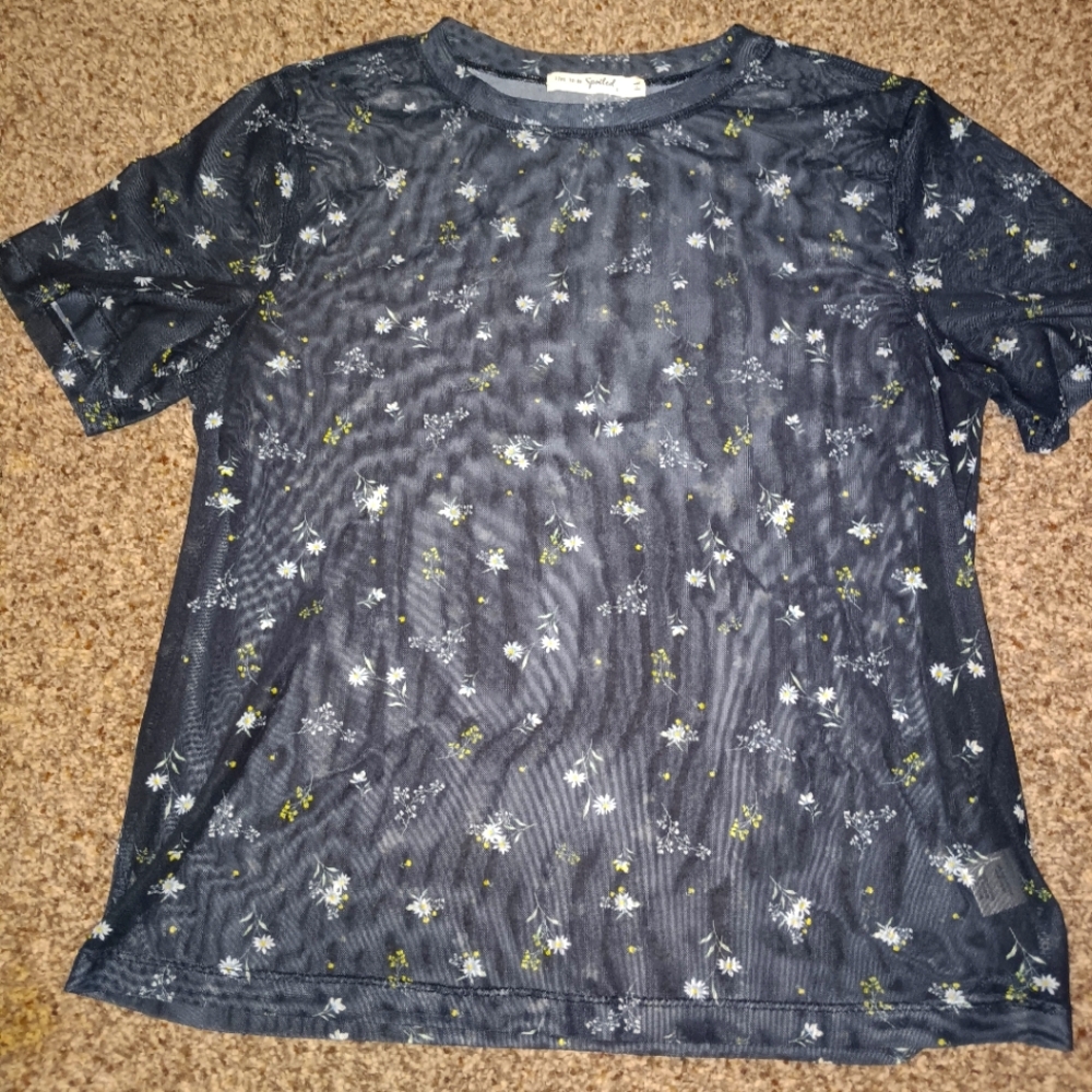 Junior's Sheer Floral Shirt